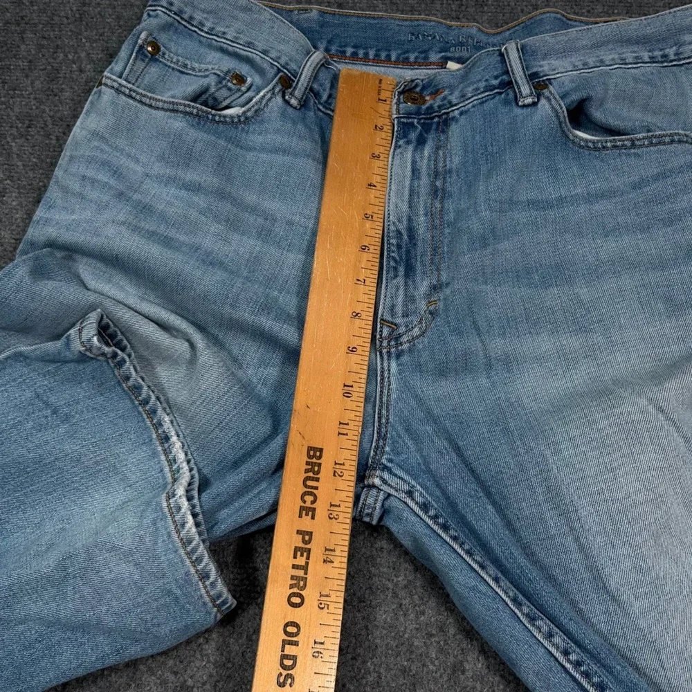 Banana Republic Boot Cut Jeans Mens 38x36 Light Wash Denim Blue Whisker Cowboy
